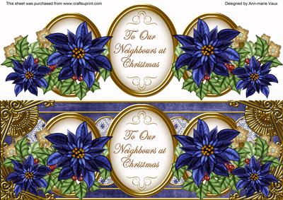 Dark Blue Poinsettia Neighbours Large Dl Decoupage Topper