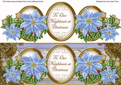 Pale Blue Poinsettia Neighbours Large Dl Decoupage Topper