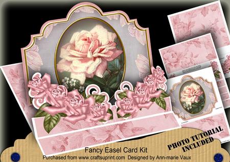 Pink Roses2 3D Easel Card Mini Kit