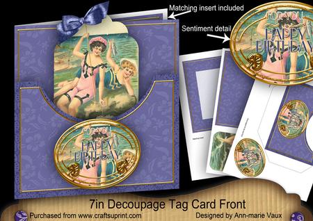 Beach Babes2 Happy Birthday 7in Tag Card Front Mini Kit
