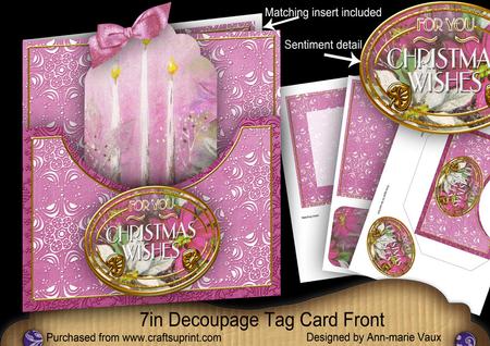 Cerise Candles Christmas Wishes 7in Tag Card Front Mini Kit