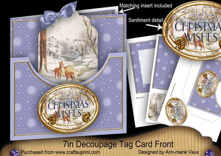 Snow Deer Christmas Wishes 7in Tag Card Front Mini Kit