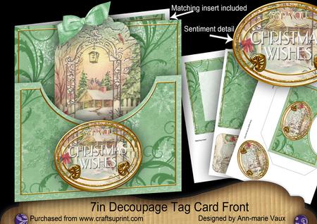 Winter Garden Christmas Wishes 7in Tag Card Front Mini Kit