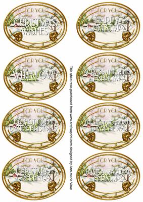 Snowscene Blue Christmas Oval Fancy Tag Sentiments