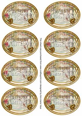 Winter Garden Christmas Oval Fancy Tag Sentiments