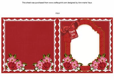 Red Hibiscous Thank You to Fit 6in Folded Insert