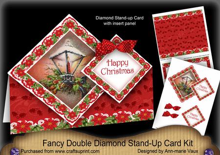 Red Lantern H Christmas Diamond Doily Stand Up Card Mini Kit