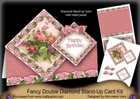 Rose Bouquet Birthday Diamond Doily Stand Up Card Mini Kit