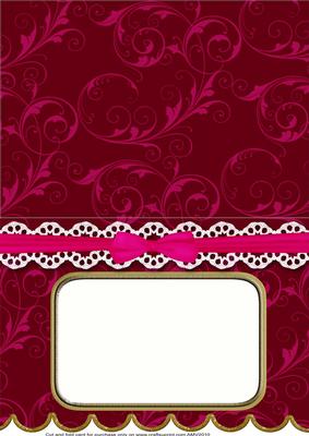 Cerise A5 Aperture Lace Scallop Blank Card