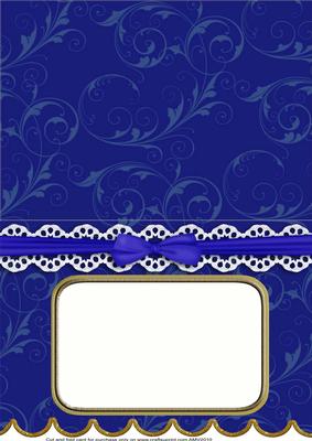 Mid Blue A5 Aperture Lace Scallop Blank Card
