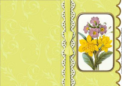 Spring Flowers A5 Lace Scallop Card
