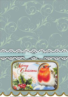 Christmas Robin A5 Lace Scallop Card