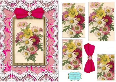 Crazy Daisies A5 Lace Card Front Step by Step