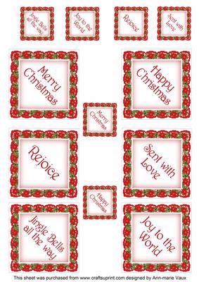 Red Poinsettia Diamond Christmas Sentiment Captions