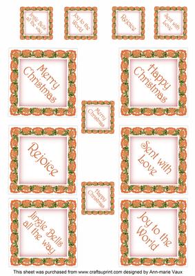 Orange Poinsettia Diamond Christmas Sentiment Captions