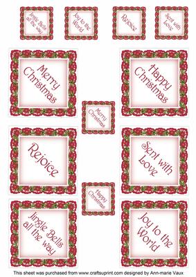 Cerise Poinsettia Diamond Christmas Sentiment Captions