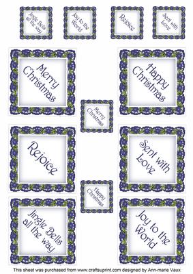 Dark Blue Poinsettia Diamond Christmas Sentiment Captions