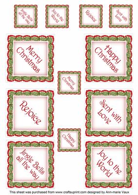 Red Green Poinsettia Diamond Christmas Sentiment Captions