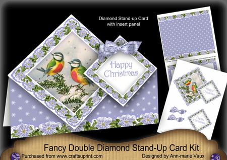 Blue Tits Christmas Diamond Doily Stand Up Card Mini Kit