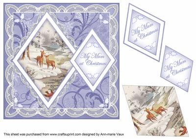 Snow Deer Mum at Christmas 7in Double Diamond Topper