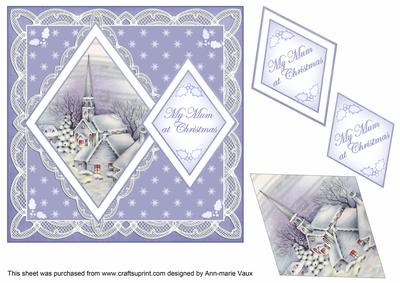 Blue Church Mum at Christmas 7in Double Diamond Topper