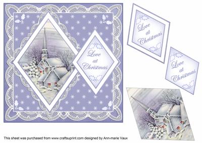 Blue Church Love at Christmas 7in Double Diamond Topper