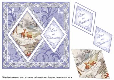 Snow Deer Love at Christmas 7in Double Diamond Topper