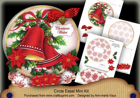 Red Bells Christmas Wishes Circle Easel Card Mini Kit