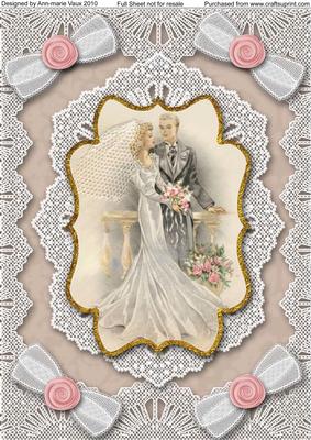 Wedding Couple A4 Bracket Lace Picture Sheet