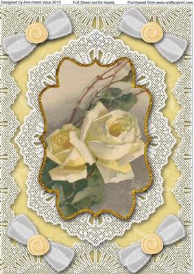 Cream Roses A4 Bracket Lace Picture Sheet