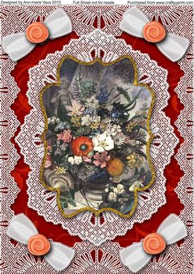 Dark Bouquet A4 Lace Bracket Picture Sheet