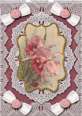 Pink Orchids A4 Lace Bracket Picture Sheet