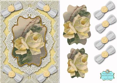 Cream Roses A5 Lace Bracket Card Front Step by Step