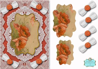 Poppies A5 Lace Bracket Card Front Step by Step