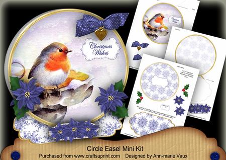 Blue Robin Christmas Wishes Circle Easel Card Mini Kit