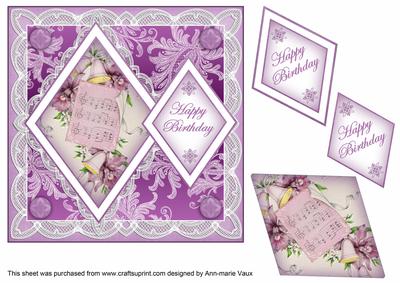 Lilac Music Happy Birthday 7in Double Diamond Topper