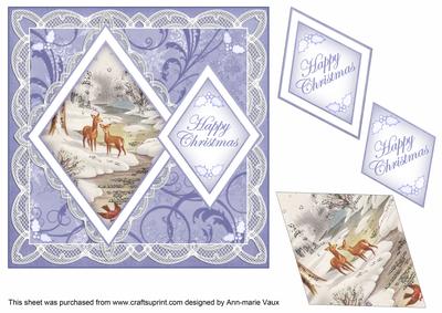 Snow Deer Happy Christmas 7in Double Diamond Topper