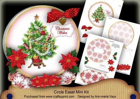 Christmas Tree Christmas Wishes Circle Easel Card Mini Kit