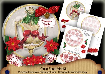 Lovebirds Christmas Wishes Circle Easel Card Mini Kit