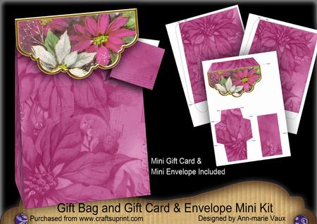Cerise Poinsettia Gift Bag Mini Kit & Gift Card & Envelope