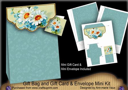 Teal Daisy Gift Bag Mini Kit with Gift Card & Envelope