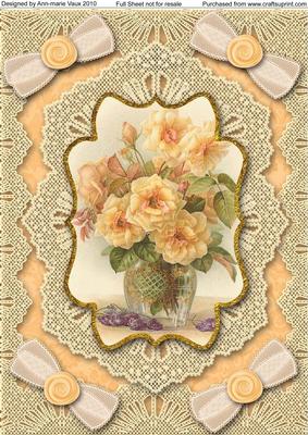 Peach Roses A4 Lace Bracket Picture Sheet