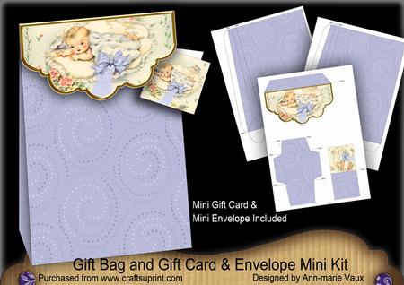 Baby Boy Blue Gift Bag Mini Kit with Gift Card & Envelope