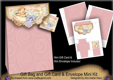 Baby Girl Pink Gift Bag Mini Kit with Gift Card & Envelope