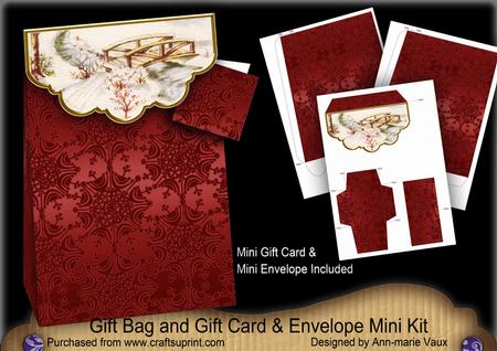 Red Snowbridge Gift Bag Mini Kit with Gift Card & Envelope
