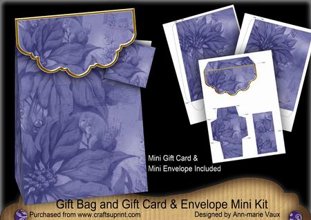 Dblue Poinsettia Gift Bag Mini Kit & Gift Card & Envelope