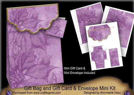 Lilac Poinsettia Gift Bag Mini Kit & Gift Card & Envelope