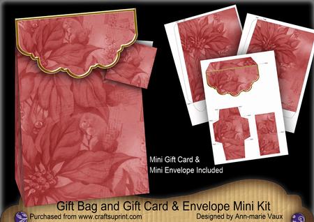 Pink Poinsettia Gift Bag Mini Kit & Gift Card & Envelope