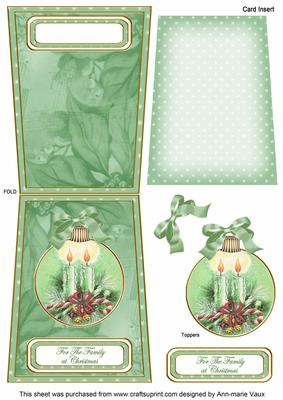 Candle Duo Family Christmas 5.5inch Bauble Decoupage Card