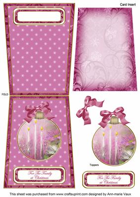 Candle Trio Family Christmas 5.5inch Bauble Decoupage Card
